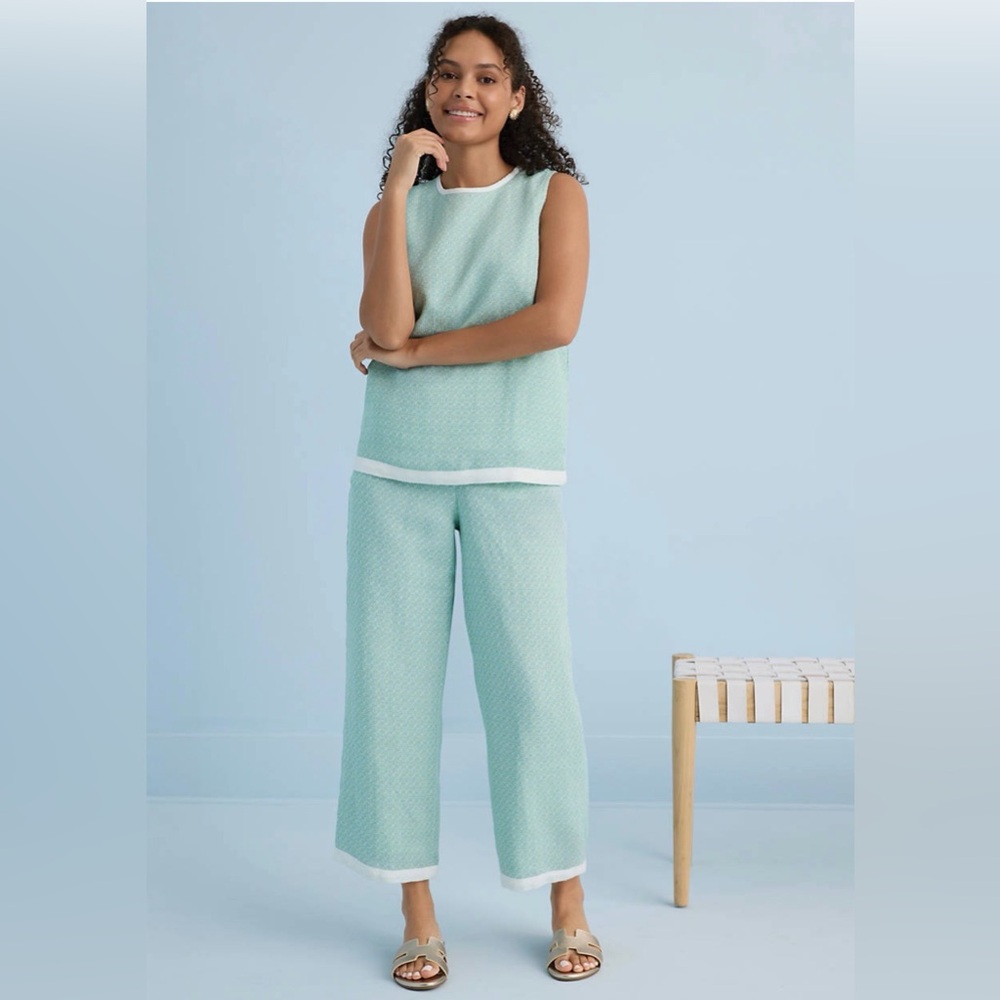 Sewing Down South mint lattice Courtney linen and cotton top and pant set.